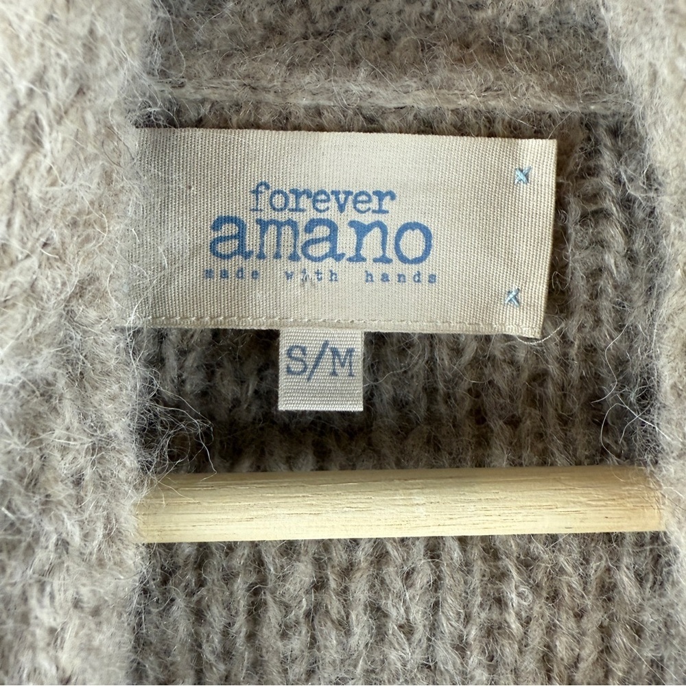 Forever Amano Hand Knit Alpaca Open Front Longline Cardigan S/M — image 6 of 7